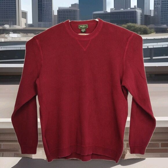 VTG Eddie Bauer men's pullover sweater, Tall XL, dark red, long slvs, crew neck - Picture 1 of 10